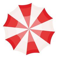 Red and white striped umbrella top view vector