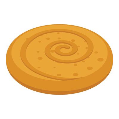 Delicious cartoon swirl cookie illustration with colorful design on a white background