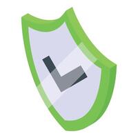 Modern green shield icon with check mark vector