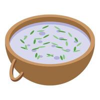 Illustration of a bowl of soup with herbs vector