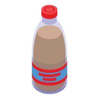 Vibrant isometric illustration of a soda bottle with a red cap vector