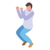 Vibrant of a young man in casual clothing dancing in an isometric style vector