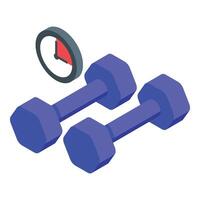 Isometric dumbbells with timer illustration vector