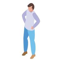 Isometric illustration of a man standing with hands on hips in casual attire vector