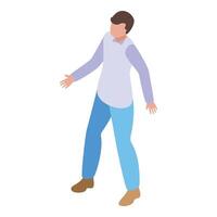 graphic of a man in casual attire taking a step, depicted in isometric view vector