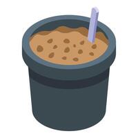 Chocolate ice cream tub with spoon illustration vector