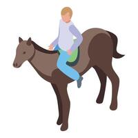 gráfico representación de un persona disfrutando un sin prisa lado de caballo paseo vector