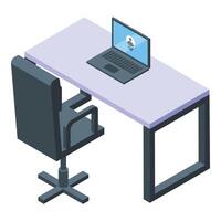 Isometric home office setup with cybersecurity concept vector