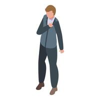 isométrica ilustración de un empresario en pie y interactuando con su teléfono inteligente vector