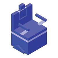 Isometric blue office chair illustration vector