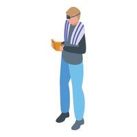 moderno hombre leyendo un libro aislado en blanco vector