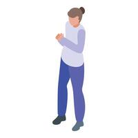 Isometric woman standing with crossed arms vector