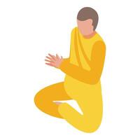 Flat design of a monk in traditional robes meditating in a serene pose vector