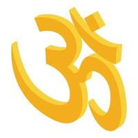 Vibrant illustration of the sacred om symbol in a golden gradient color vector