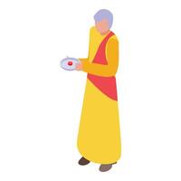 Medieval servant carrying a goblet isometric illustration vector