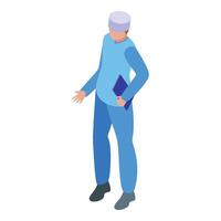 Isometric surgeon with clipboard illustration vector