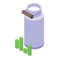 Isometric milk can with growth chart vector