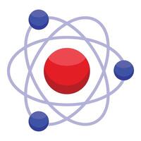 illustration depicting a stylized atom with electron orbits and colorful nuclei for science concepts vector