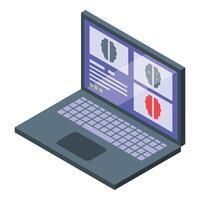 Isometric laptop with data analysis interface vector