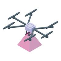 Isometric delivery drone with package vector