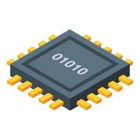 Isometric 3d microchip illustration vector