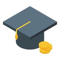 Graduation cap with coins illustration vector