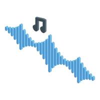 isométrica sonido ola con música Nota icono vector