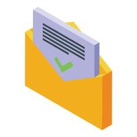 Isometric file folder with checkmark document icon vector