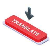 Isometric translate button with download arrow vector