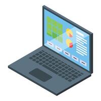 Isometric laptop with data analysis graphics vector