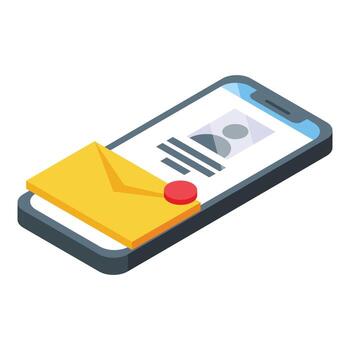 Isometric smartphone with new message notification vector