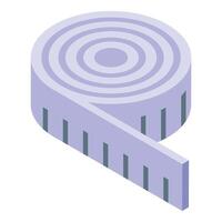 Digital isometric illustration of a purple tape measure on a white background vector