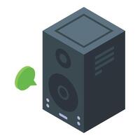 Isometric speaker with music note bubble vector