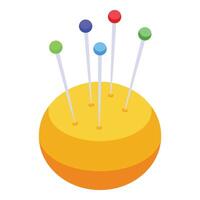 Colorful push pins on a yellow cushion vector