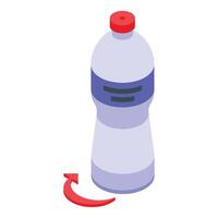 Isometric plastic bottle with recycle arrow vector