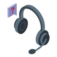 Isometric customer support headset icon vector