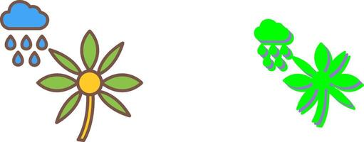 Flower with rain Icon Design vector
