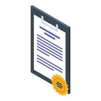 Isometric diploma certificate with seal vector