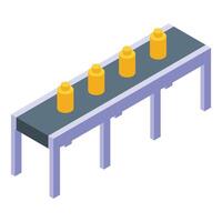 Isometric assembly line with yellow jars vector