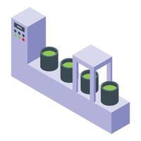 Isometric industrial conveyor belt with barrels vector