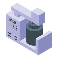 illustration of a modern isometric factory machine in purple hues, suitable for industrial design vector