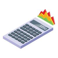 Isometric calculator with graph charts vector