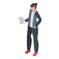 Isometric illustration of a professional woman reviewing a report vector