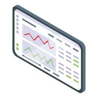 Isometric smartphone with financial graphs vector