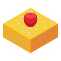 Isometric illustration of cheese with cherry vector