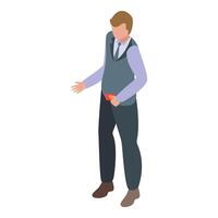 Businessman presenting with hand gesture isometric illustration vector