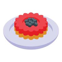 Colorful cartoon tart with blueberries on plate vector