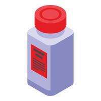 3d isometric illustration of a medicine bottle with a red cap vector