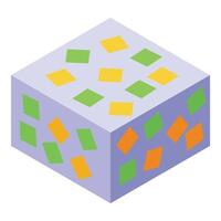 Isometric cube with colorful squares pattern vector