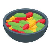 Colorful assorted candies in a bowl illustration vector